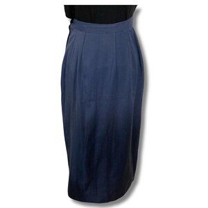 MID-CENTURY VINTAGE Dark blue a-line midi skirt ~ XS SMALL 25" - 26" waist
